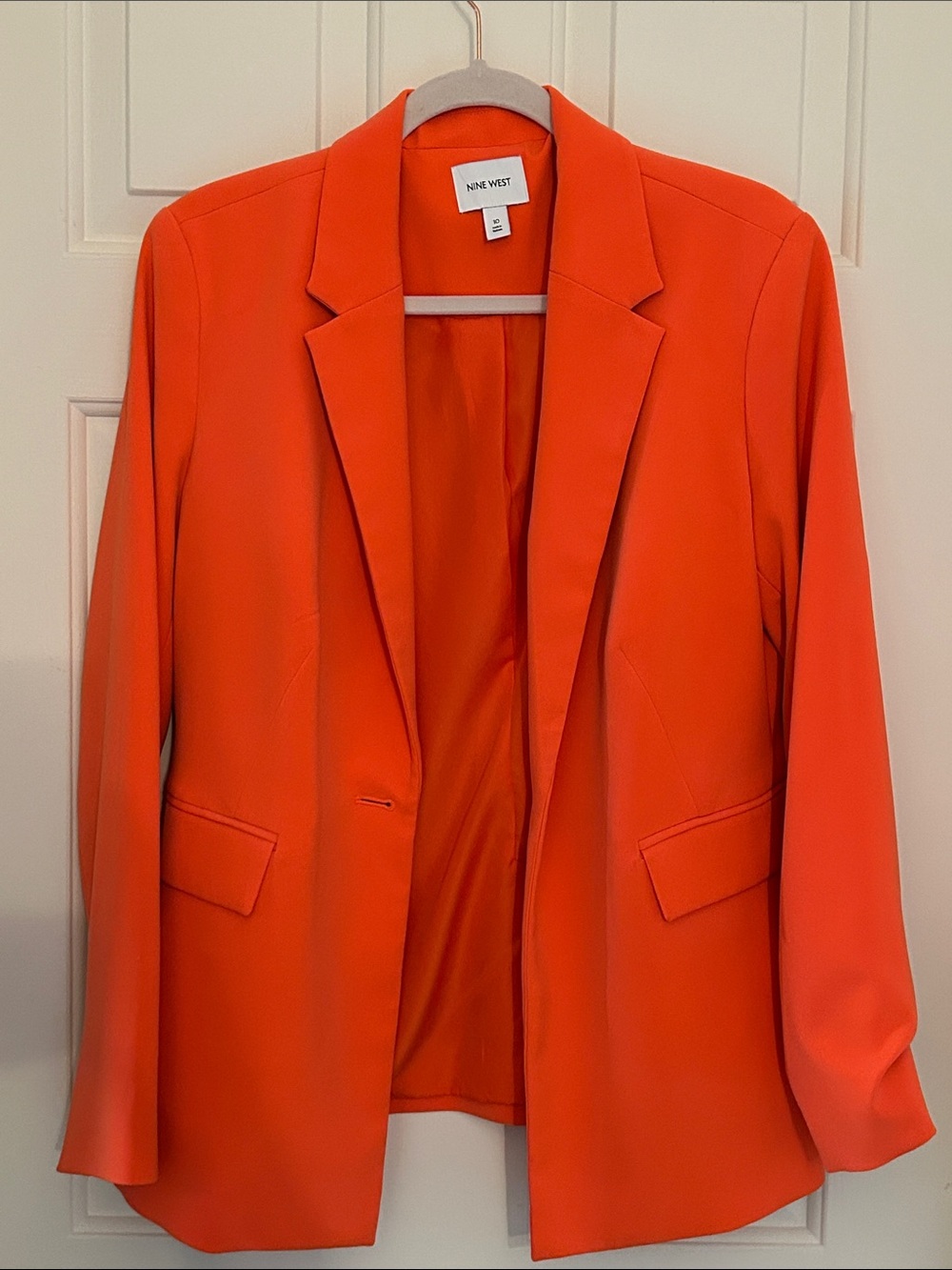 Nine West Bright Orange Open-Front Blazer
